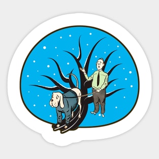 Walk with the wrapped dog Sticker